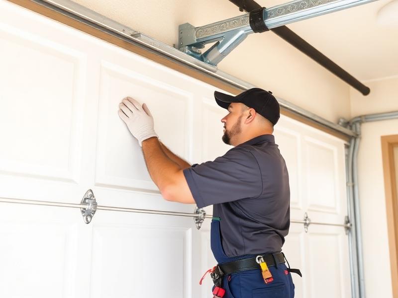 Garage door repair technician servicing a garage door in Lake Wylie, SC
